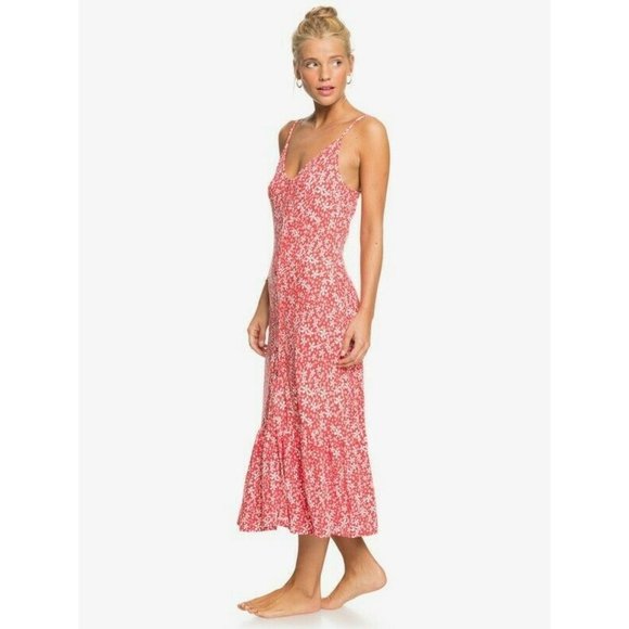 Roxy Women's Size M Red Floral Print Sleeveless Long Maxi Dress, NWT - Picture 2 of 10